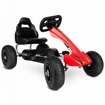 Kart cu pedale si roti gonflabile, varsta 3-7 ani, Gokart RK-591 Ricokids 759101, Rosu