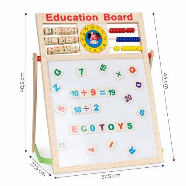 Tabla educationala din lemn cu doua fete si accesorii Ecotoys MB552
