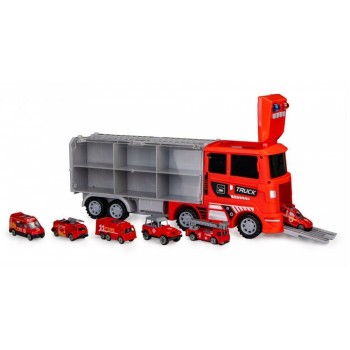Set de remorcare de 6 masinute Ecotoys HC484968 - Pompieri Set de remorcare de 6 masinute Ecotoys HC484968 - Pompieri