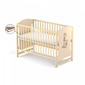 Patut fara sertar VESSANTI MILO GIRAFA - Crem cu Natur + Saltea cocos 12 cm Patut fara sertar VESSANTI MILO GIRAFA - Crem cu Natur + Saltea cocos 12 cm