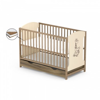 Patut cu sertar VESSANTI MILO GIRAFA - Crem cu maro + Saltea Cocos 10 cm
