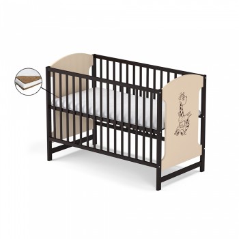 Patut fara sertar VESSANTI MILO GIRAFA - Crem cu wenge + Saltea Cocos 12 cm Patut fara sertar VESSANTI MILO GIRAFA - Crem cu wenge + Saltea Cocos 12 cm