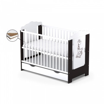 Patut cu sertar VESSANTI ELLA - Wenge + Saltea Cocos 12 cm