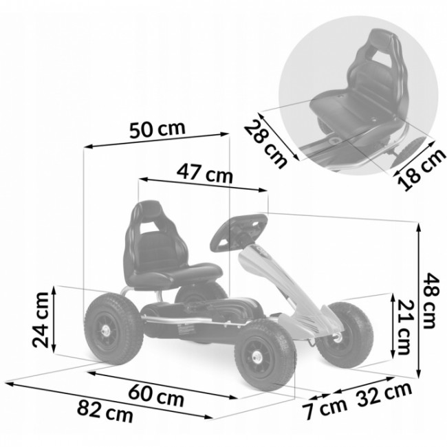 Kart cu pedale si roti gonflabile, Gokart RK-591, Ricokids - Negru