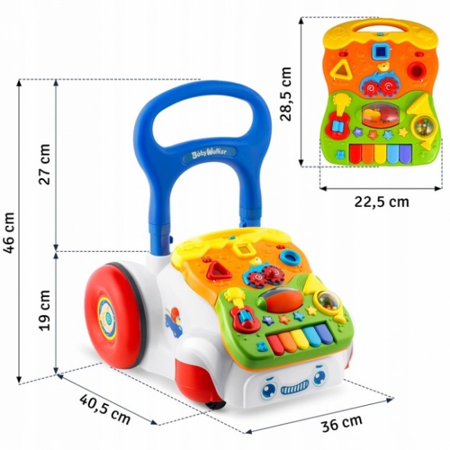 Antemergator 2 in 1 cu diverse activitati si muzica Ricokids RK-744 - Alb