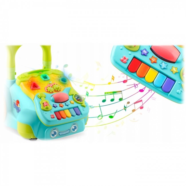 Antemergator 2 in 1 cu diverse activitati si muzica Ricokids RK-744 - Turcoaz