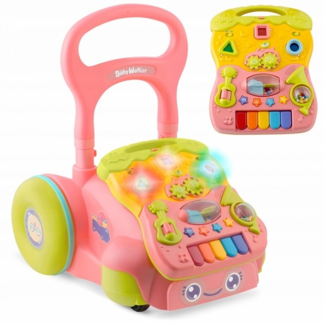 Antemergator 2 in 1 cu diverse activitati si muzica Ricokids RK-744 - Roz