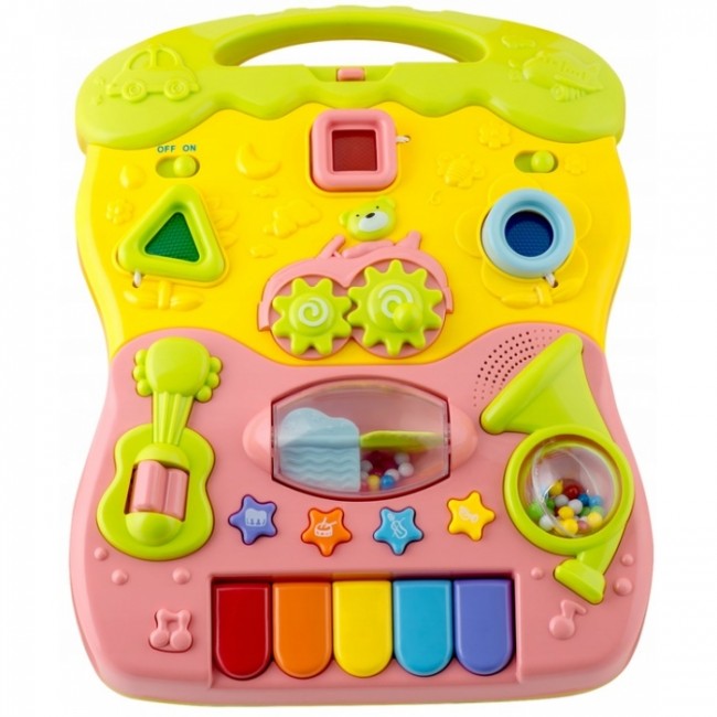 Antemergator 2 in 1 cu diverse activitati si muzica Ricokids RK-744 - Roz