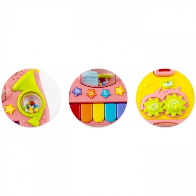 Antemergator 2 in 1 cu diverse activitati si muzica Ricokids RK-744 - Roz