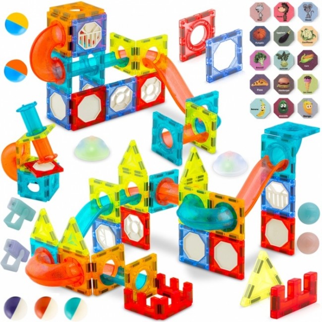 Blocuri magnetice si lumini, 75 elemente, Ricokids RK-763