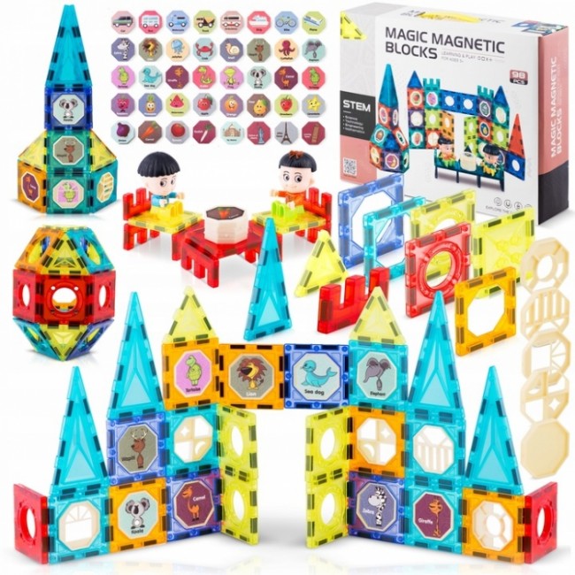 Blocuri magnetice, 98 elemente, Orasel Ricokids RK-768