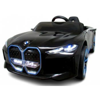 Masinuta electrica cu telecomanda, roti din spuma EVA, scaun din piele ecologica, varsta 1-5 ani, BMW I4 - Negru