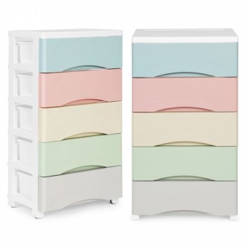 Raft pe roti cu 5 compartimente pentru depozitarea jucariilor ModernHome - Multicolor