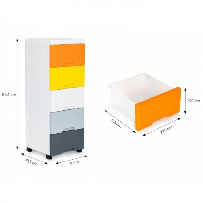 Raft cu 5 compartimente pentru depozitarea diverselor obiecte ModernHome 05B - Multicolor