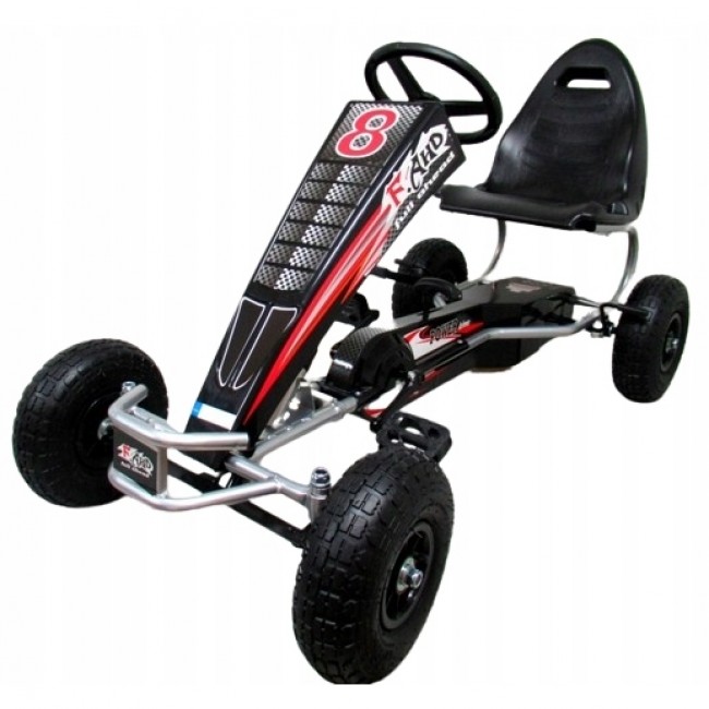 Kart cu pedale Gokart, 4-10 ani, roti gonflabile, G5 R-Sport - Negru