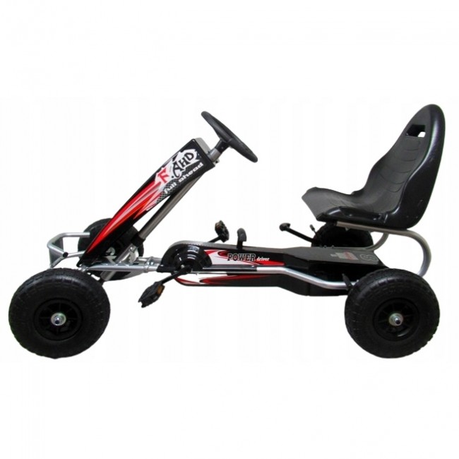 Kart cu pedale Gokart, 4-10 ani, roti gonflabile, G5 R-Sport - Negru