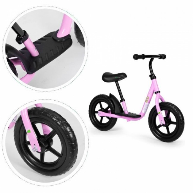 Bicicleta fara pedale cu platforma si roti din spuma EVA Ecotoys JT-BB-05 - Roz