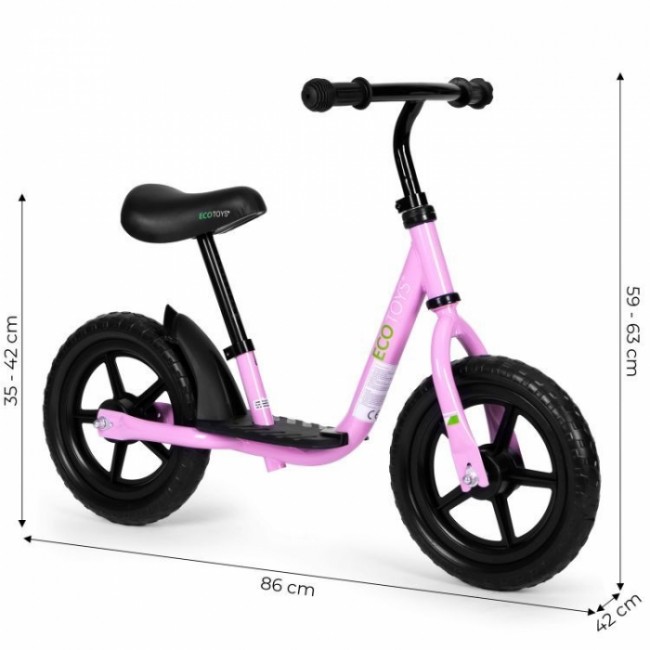 Bicicleta fara pedale cu platforma si roti din spuma EVA Ecotoys JT-BB-05 - Roz