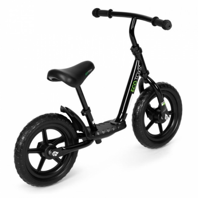 Bicicleta fara pedale cu platforma si roti din spuma EVA Ecotoys JT-BB-05 - Negru