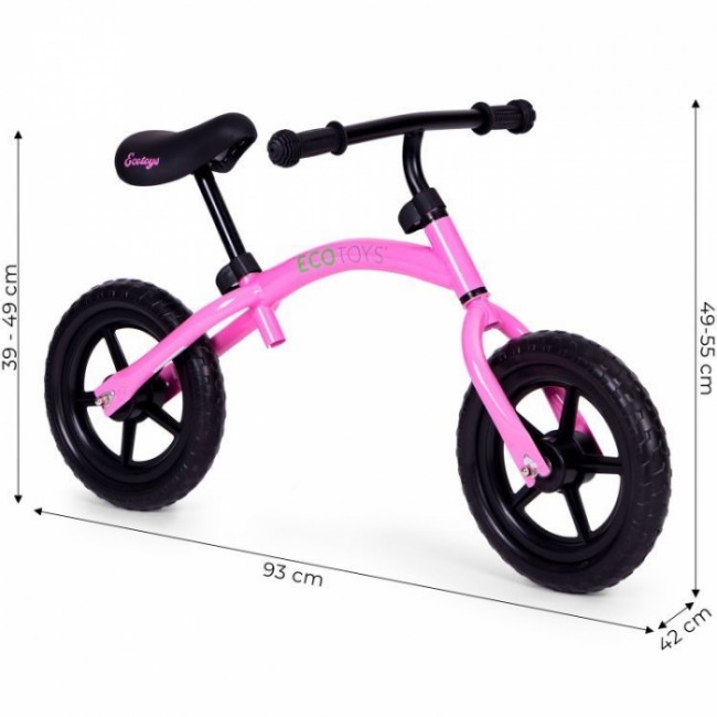 Bicicleta fara pedale cu roti din spuma EVA Ecotoys YM-BB-13 - Roz