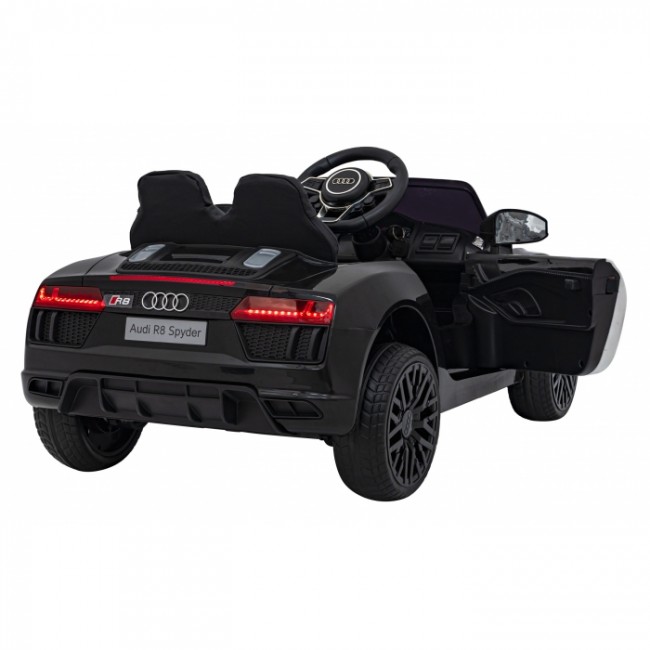 Masinuta electrica cu telecomanda AUDI R8 Police, roti EVA, scaun tapitat, 98x59x43 cm, putere 70W - Negru