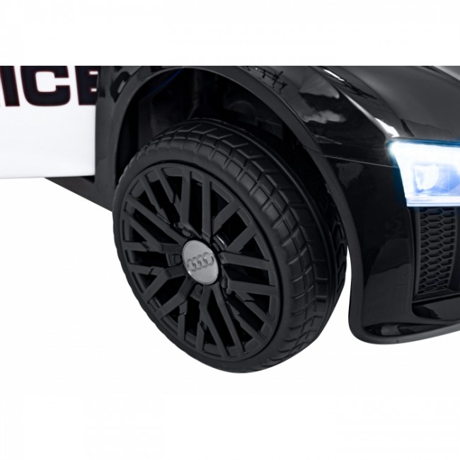 Masinuta electrica cu telecomanda AUDI R8 Police, roti EVA, scaun tapitat, 98x59x43 cm, putere 70W - Negru