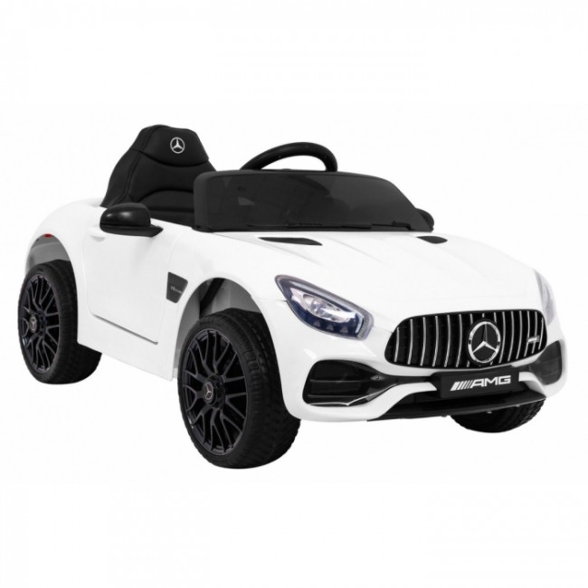 Masinuta electrica cu telecomanda MERCEDES BENZ GT, roti EVA, scaun tapitat, 108x68x48 cm, putere 70W - Alb