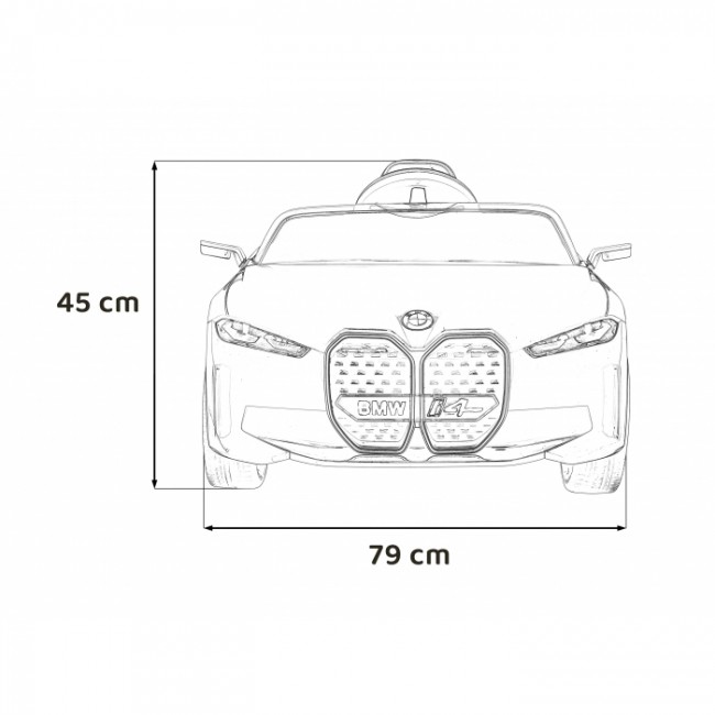 Masinuta electrica cu telecomanda BMW I4, roti EVA, scaun tapitat, 116x79x45 cm, putere 50W - Albastru