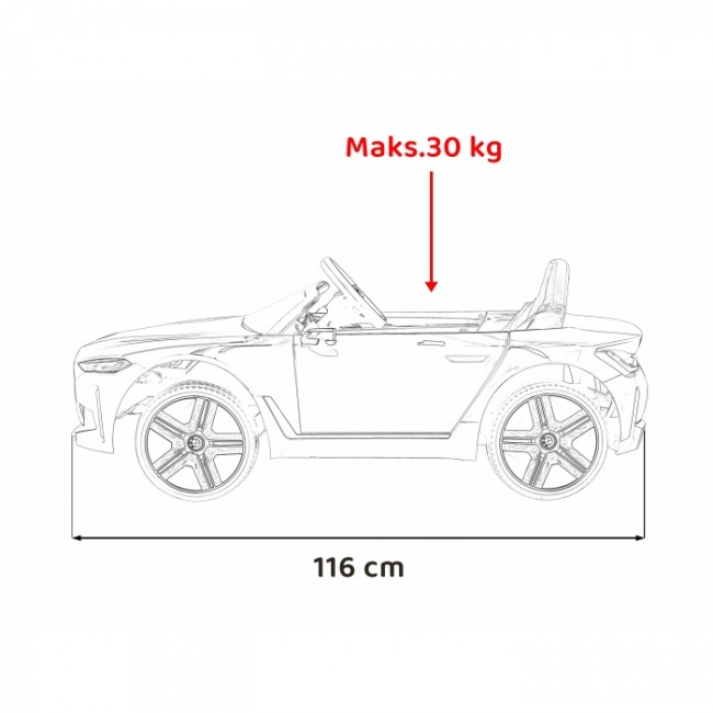 Masinuta electrica cu telecomanda BMW I4, roti EVA, scaun tapitat, 116x79x45 cm, putere 50W - Negru