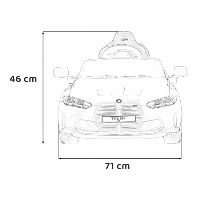 Masinuta electrica cu telecomanda BMW M4, roti EVA, scaun tapitat, 112x71x46 cm, putere 70W - Alb