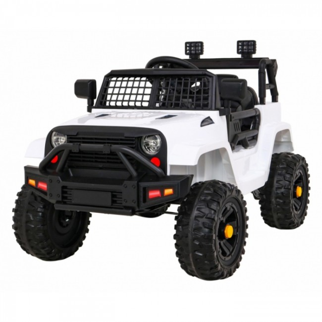 Masinuta electrica cu telecomanda JEEP DARK NIGHT, roti EVA, scaun tapitat, 100x67x59 cm, putere 70W - Alb