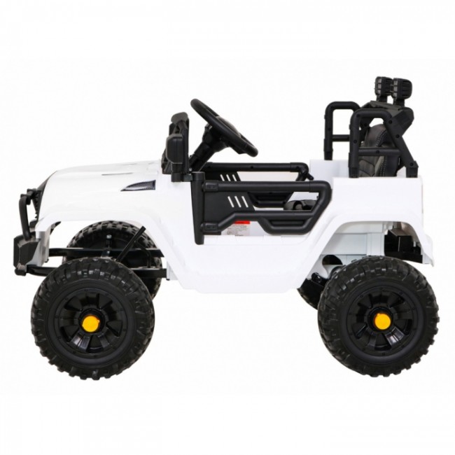 Masinuta electrica cu telecomanda JEEP DARK NIGHT, roti EVA, scaun tapitat, 100x67x59 cm, putere 70W - Alb