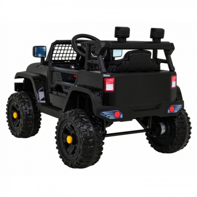 Masinuta electrica cu telecomanda JEEP DARK NIGHT, roti EVA, scaun tapitat, 100x67x59 cm, putere 70W - Negru