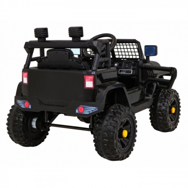 Masinuta electrica cu telecomanda JEEP DARK NIGHT, roti EVA, scaun tapitat, 100x67x59 cm, putere 70W - Negru