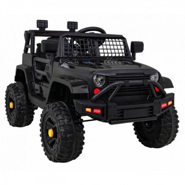 Masinuta electrica cu telecomanda JEEP DARK NIGHT, roti EVA, scaun tapitat, 100x67x59 cm, putere 70W - Negru