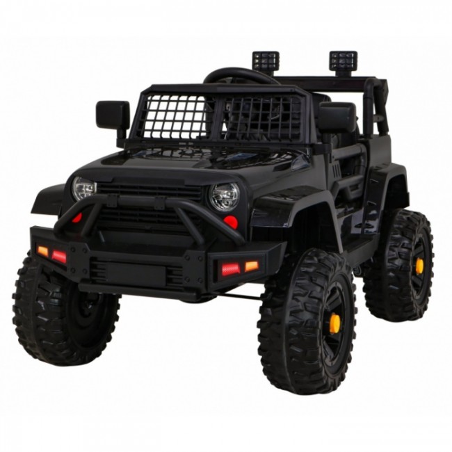 Masinuta electrica cu telecomanda JEEP DARK NIGHT, roti EVA, scaun tapitat, 100x67x59 cm, putere 70W - Negru