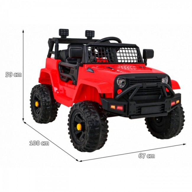 Masinuta electrica cu telecomanda JEEP DARK NIGHT, roti EVA, scaun tapitat, 100x67x59 cm, putere 70W - Rosu