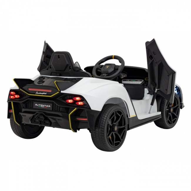 Masinuta electrica cu telecomanda LAMBORGHINI INVENCIBLE, roti EVA, scaun tapitat, 115x65x45 cm, putere 140W - Alb