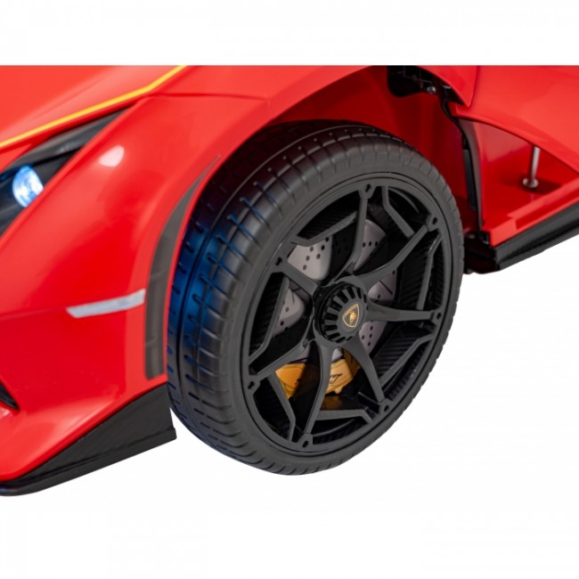 Masinuta electrica cu telecomanda LAMBORGHINI INVENCIBLE, roti EVA, scaun tapitat, 115x65x45 cm, putere 140W - Rosu