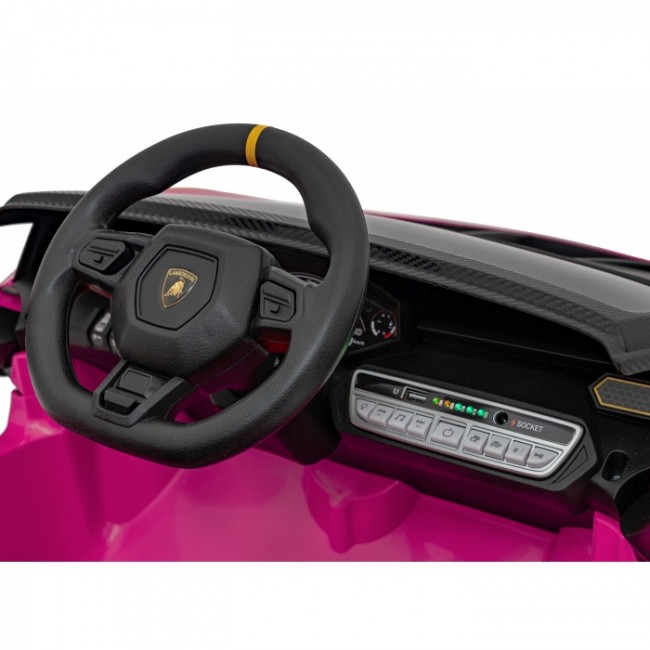 Masinuta electrica cu telecomanda LAMBORGHINI INVENCIBLE, roti EVA, scaun tapitat, 115x65x45 cm, putere 140W - Roz