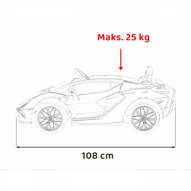 Masinuta electrica cu telecomanda LAMBORGHINI SIAN, roti EVA, scaun tapitat, 108x62x38 cm, putere 106W - Alb