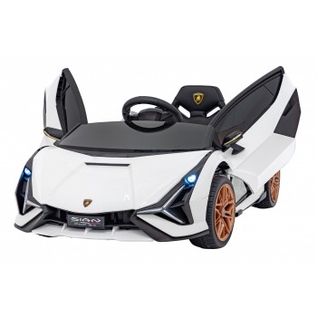 Masinuta electrica cu telecomanda LAMBORGHINI SIAN, roti EVA, scaun tapitat, 108x62x38 cm, putere 106W - Alb Masinuta electrica cu telecomanda LAMBORGHINI SIAN, roti EVA, scaun tapitat, 108x62x38 cm, putere 106W - Alb