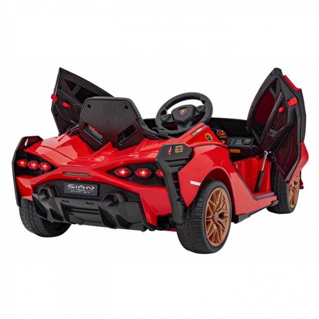 Masinuta electrica cu telecomanda LAMBORGHINI SIAN, roti EVA, scaun tapitat, 108x62x38 cm, putere 106W - Rosu