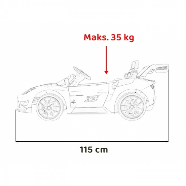 Masinuta electrica cu telecomanda MASERATI MC20 GT2, roti EVA, scaun tapitat, 115x61x46 cm, putere 110W - Albastru