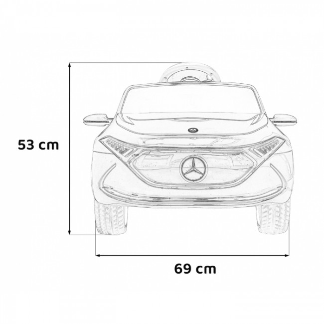 Masinuta electrica cu telecomanda MERCEDES BENZ AMG EQA, roti EVA, scaun tapitat, 101x69x53 cm, putere 70W - Alb