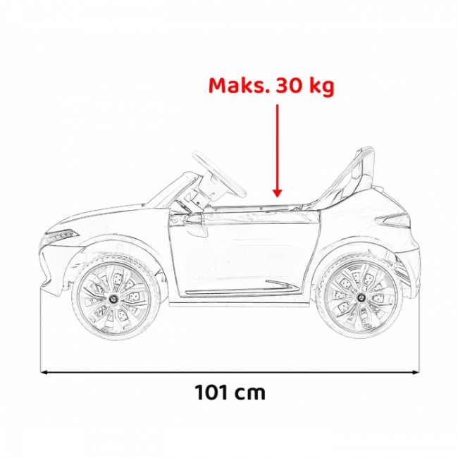 Masinuta electrica cu telecomanda MERCEDES BENZ AMG EQA, roti EVA, scaun tapitat, 101x69x53 cm, putere 70W - Alb