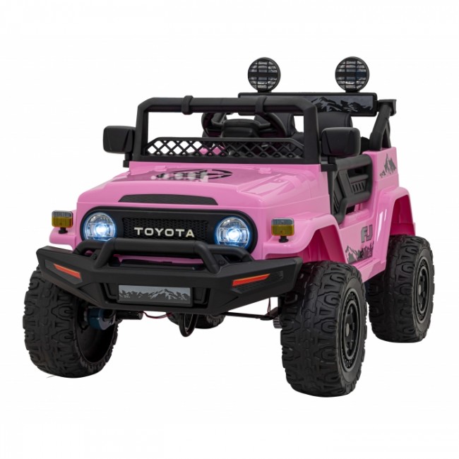 Masinuta electrica cu telecomanda TOYOTA FJ CRUISER 4 X 4, roti EVA, scaun tapitat, 100x64x71 cm, putere 90W - Roz