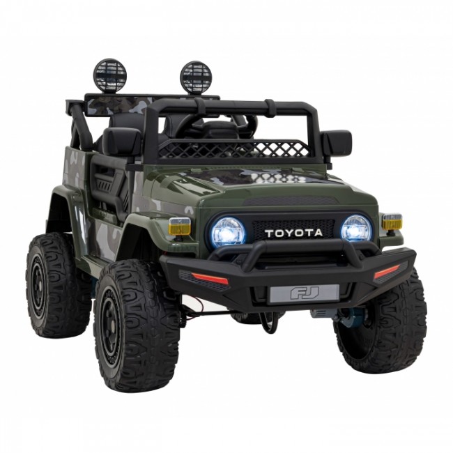 Masinuta electrica cu telecomanda TOYOTA FJ CRUISER 4 X 4, roti EVA, scaun tapitat, 100x64x71 cm, putere 90W - Verde