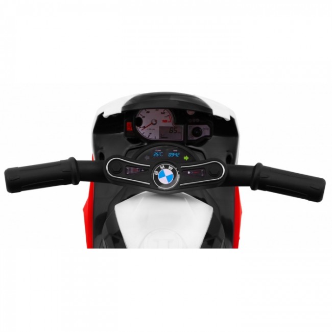 Motocicleta electrica BMW S1000 RR MINI, roti din plastic, scaun tapitat, 67x35.5x42 cm, putere 6V - Rosu