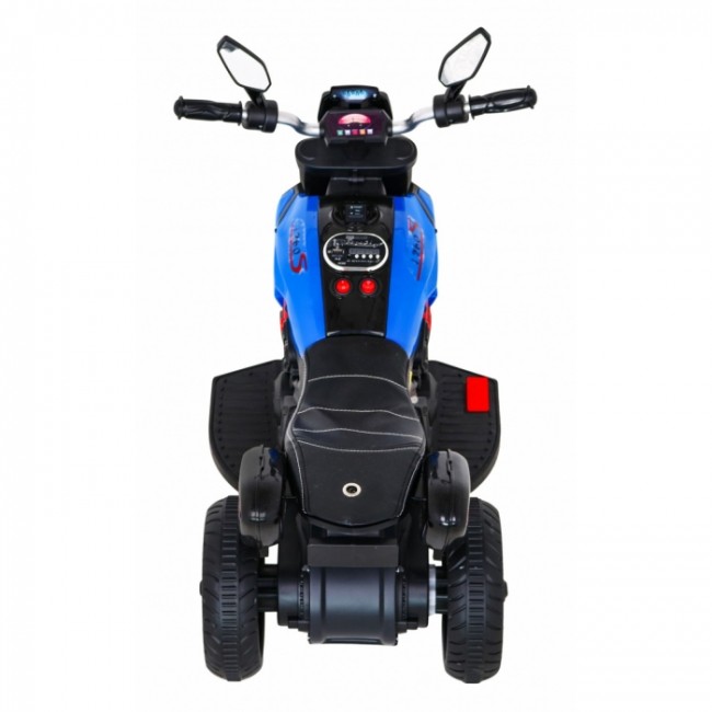 Motocicleta electrica Fast Tourist, roti din plastic, scaun tapitat, 83x35x63 cm, putere 18W - Albastru